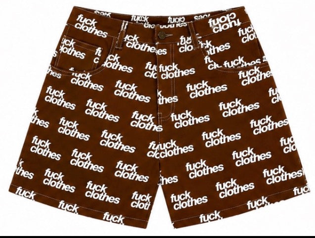 All Over Print Denim Shorts