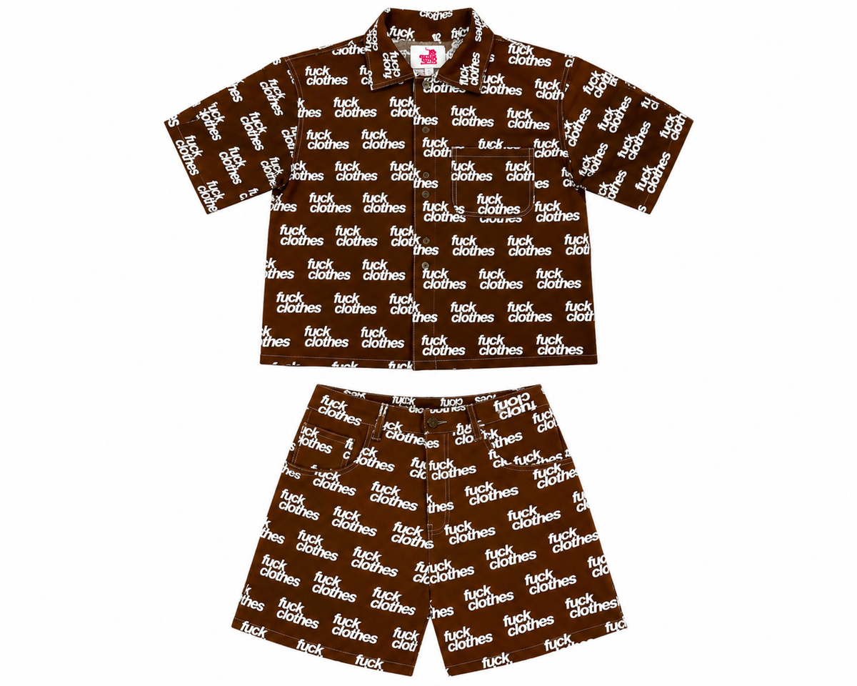 All Over Print Denim Shorts