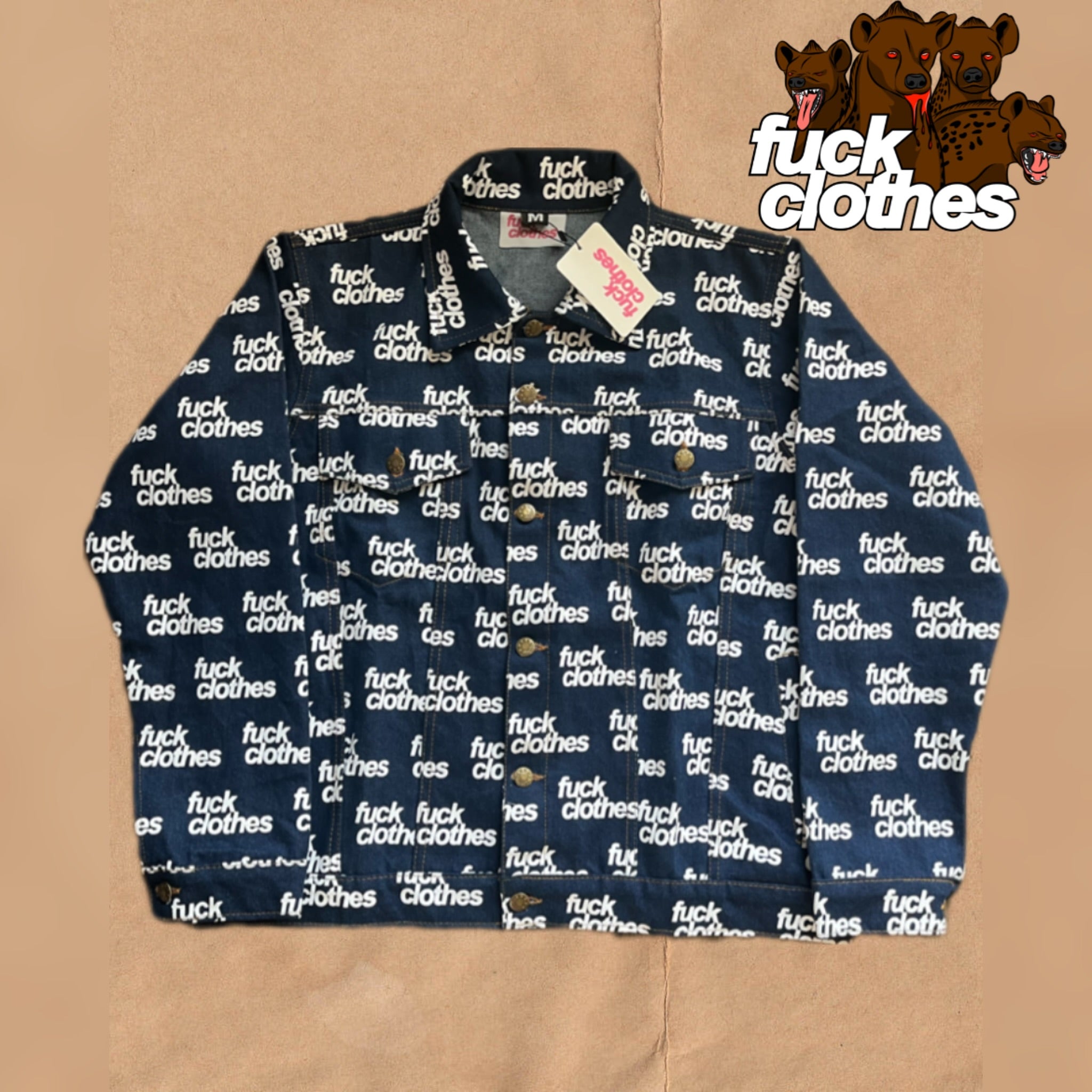 Dark Blue Denim All Over Print Jacket