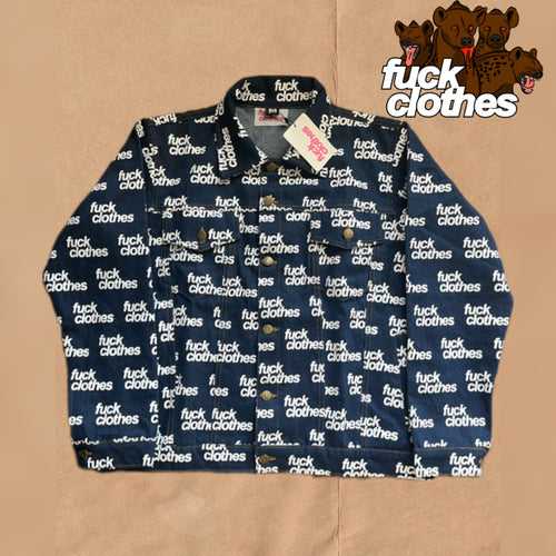 Dark Blue Denim All Over Print Jacket